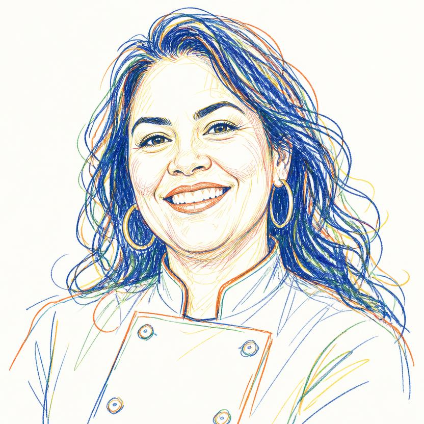Illustrated portrait of Elena Vasquez