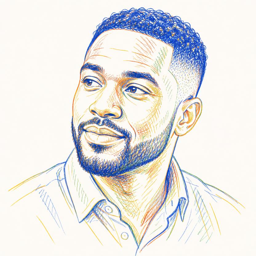Illustrated portrait of James Okafor